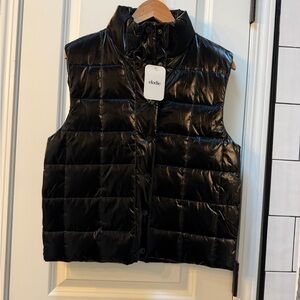 Elodie Shiny Black Quilted Vest